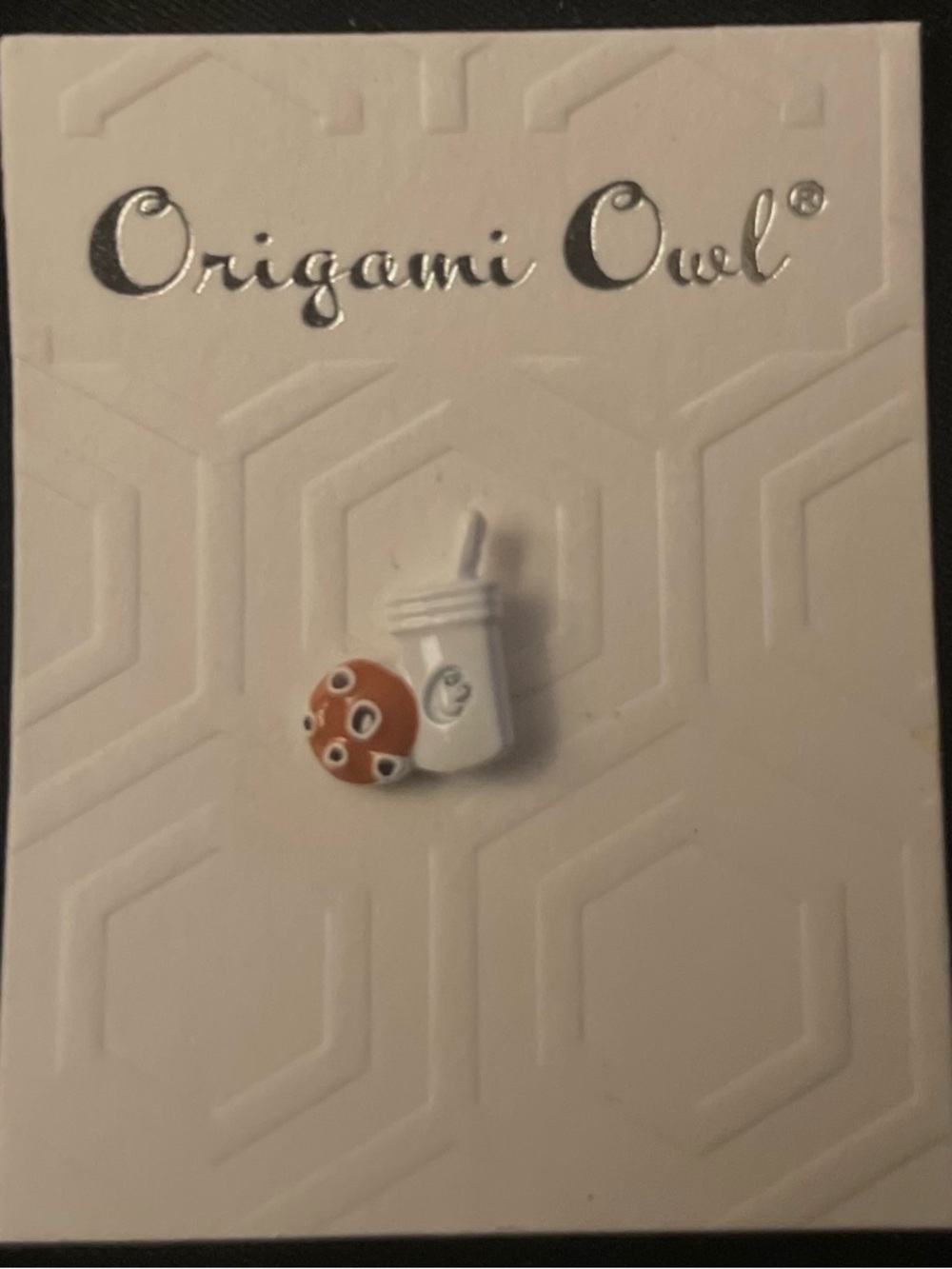Origami Owl White Coffee Cup & Brown Donut Enamel Pin